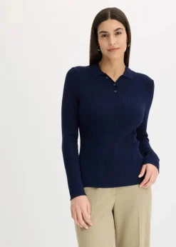 Ripp-Strickpullover aus Viskose-Mix