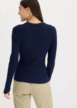 Ripp-Strickpullover aus Viskose-Mix