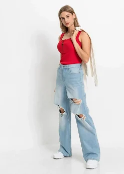 Ripp-Top mit Reißverschluss