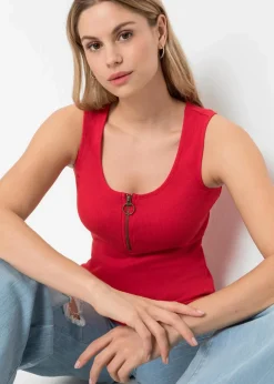 Ripp-Top mit Reißverschluss