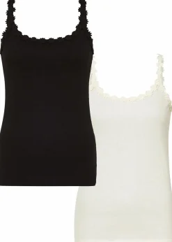 Ripp-Top mit Spitzenborte