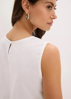 Ärmelloses Blusentop mit Schlitz und Lochstickerei