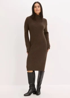 Rollkragen Rippstrickkleid