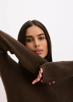 Rollkragen Rippstrickkleid