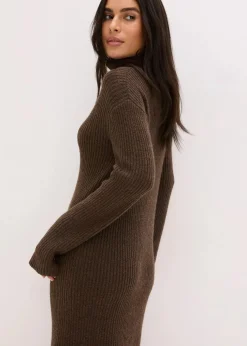 Rollkragen Rippstrickkleid