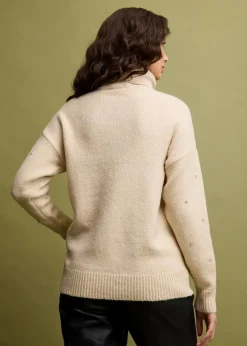 Rollkragenpullover mit Strasssteinen