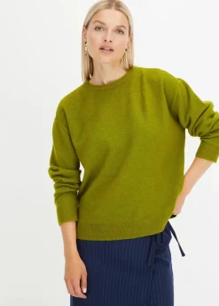 Rundhalspullover mit überschnittener Schulter