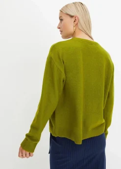 Rundhalspullover mit überschnittener Schulter