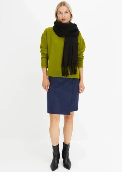 Rundhalspullover mit überschnittener Schulter