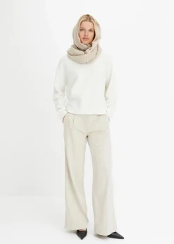 Rundhalspullover mit überschnittener Schulter