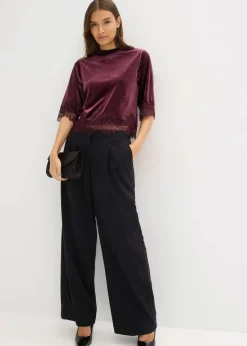 Samtshirt mit Spitze