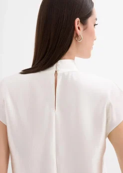 Satin Blusentop mit halbhohem Kragen