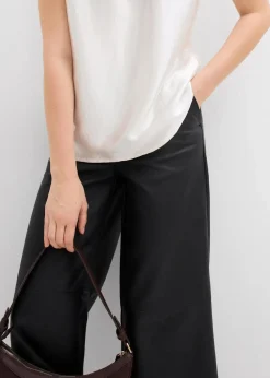 Satin Blusentop mit halbhohem Kragen