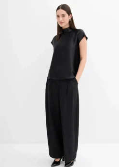 Satin Blusentop mit halbhohem Kragen