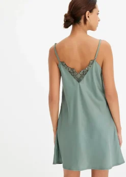 Satin Negligé mit floraler Stickerei