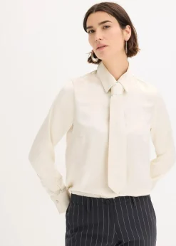 Satinbluse mit abnehmbarer Krawatte (2-tlg.)
