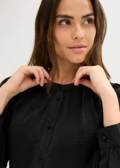 Satinbluse mit Spitzenbändern