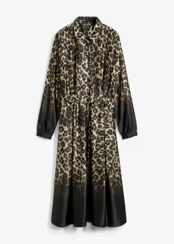 Satin-Hemdblusenkleid