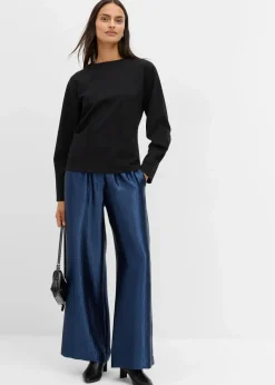 Satinierte Palazzo-Hose mit Bequembund