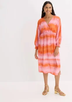 Satin-Midikleid mit Batik-Print