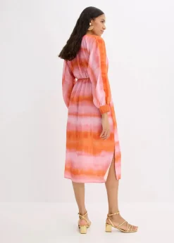 Satin-Midikleid mit Batik-Print