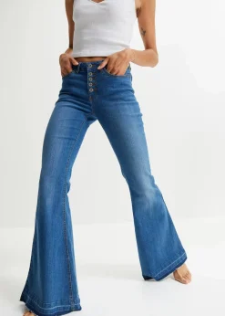 Schlagjeans mit offenem Saumabschluss