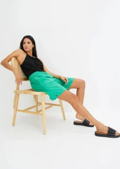 Schlupf-Bermuda aus luftigem Leinen-Mix