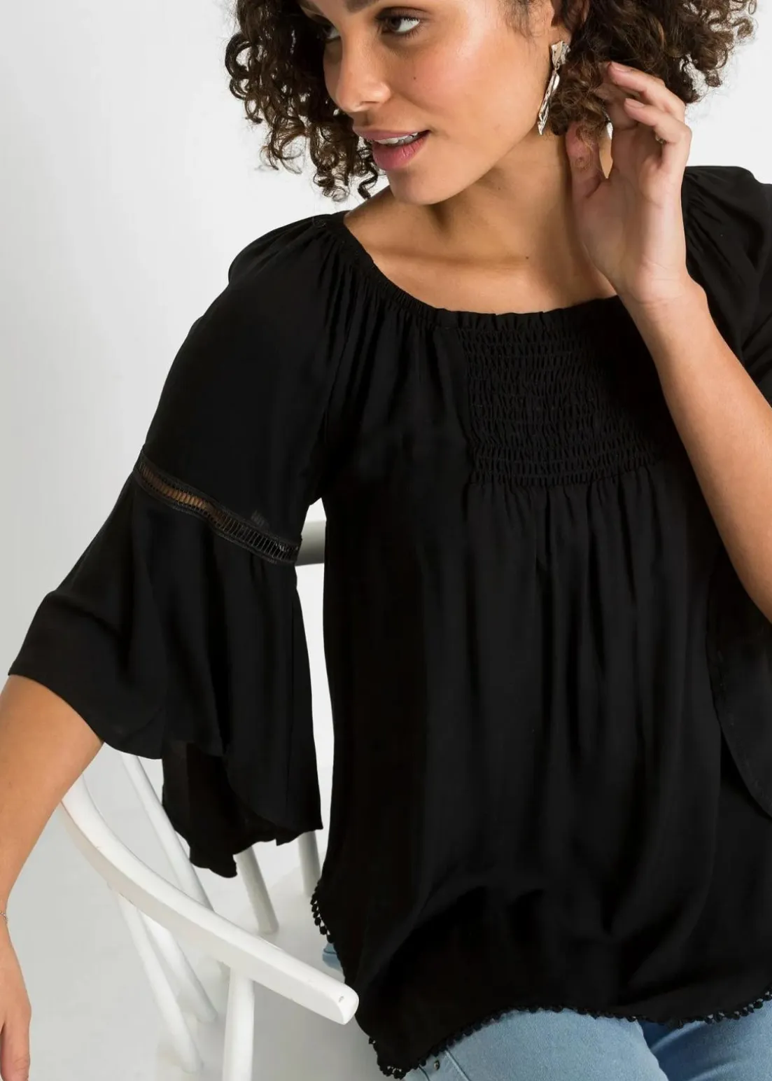 Schlupfbluse aus reiner Viskose