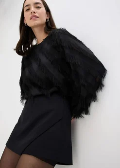 Schlupfbluse mit Fransen-Details