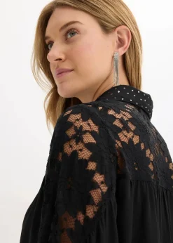 Schlupfbluse mit Spitze