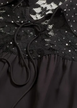 Schlupfbluse mit Spitze