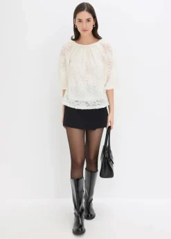 Schlupfbluse mit strukturiertem Blumen-Muster​