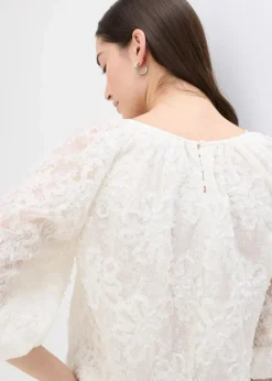 Schlupfbluse mit strukturiertem Blumen-Muster​