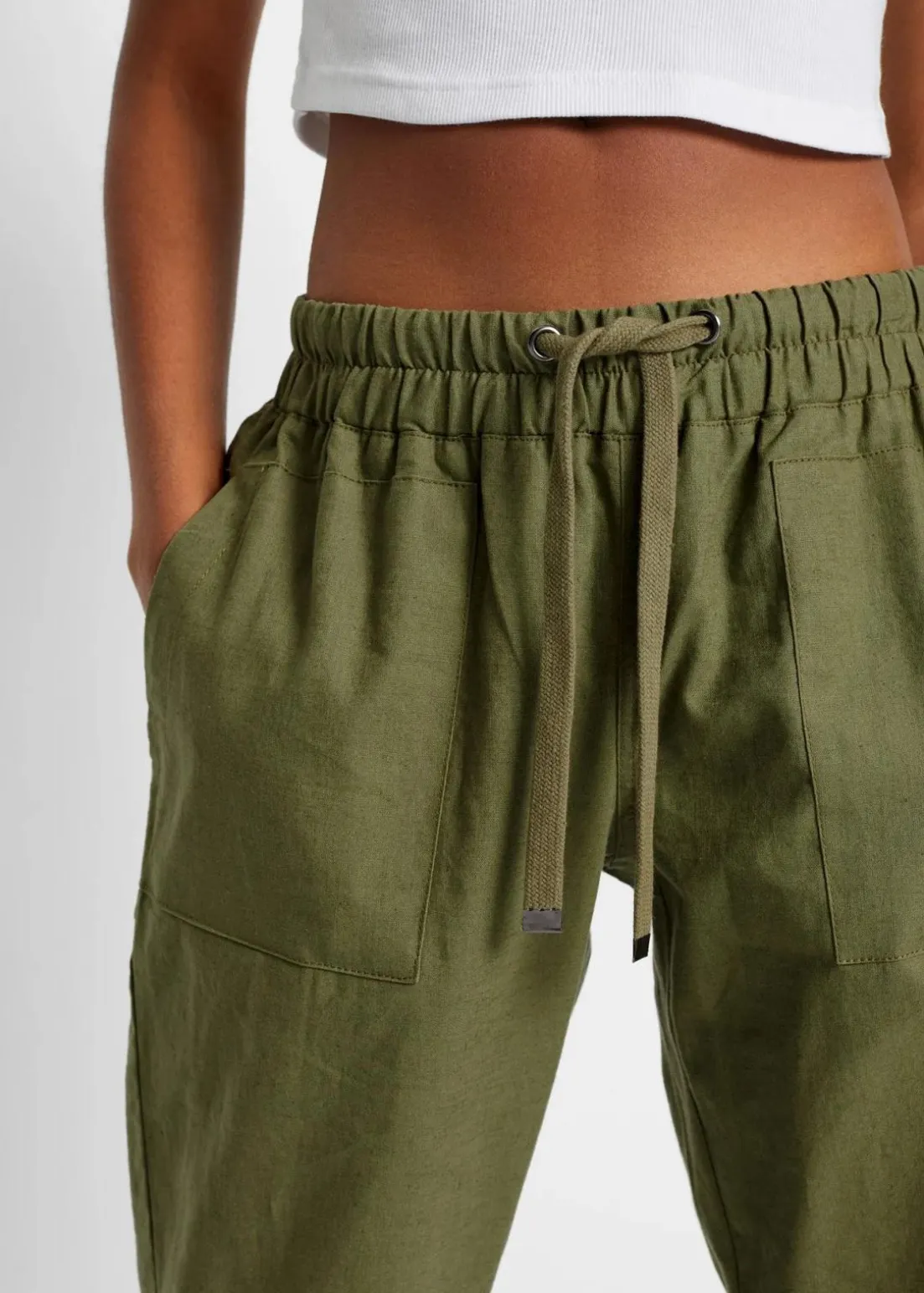 Schlupfhose aus luftigem Leinen-Mix