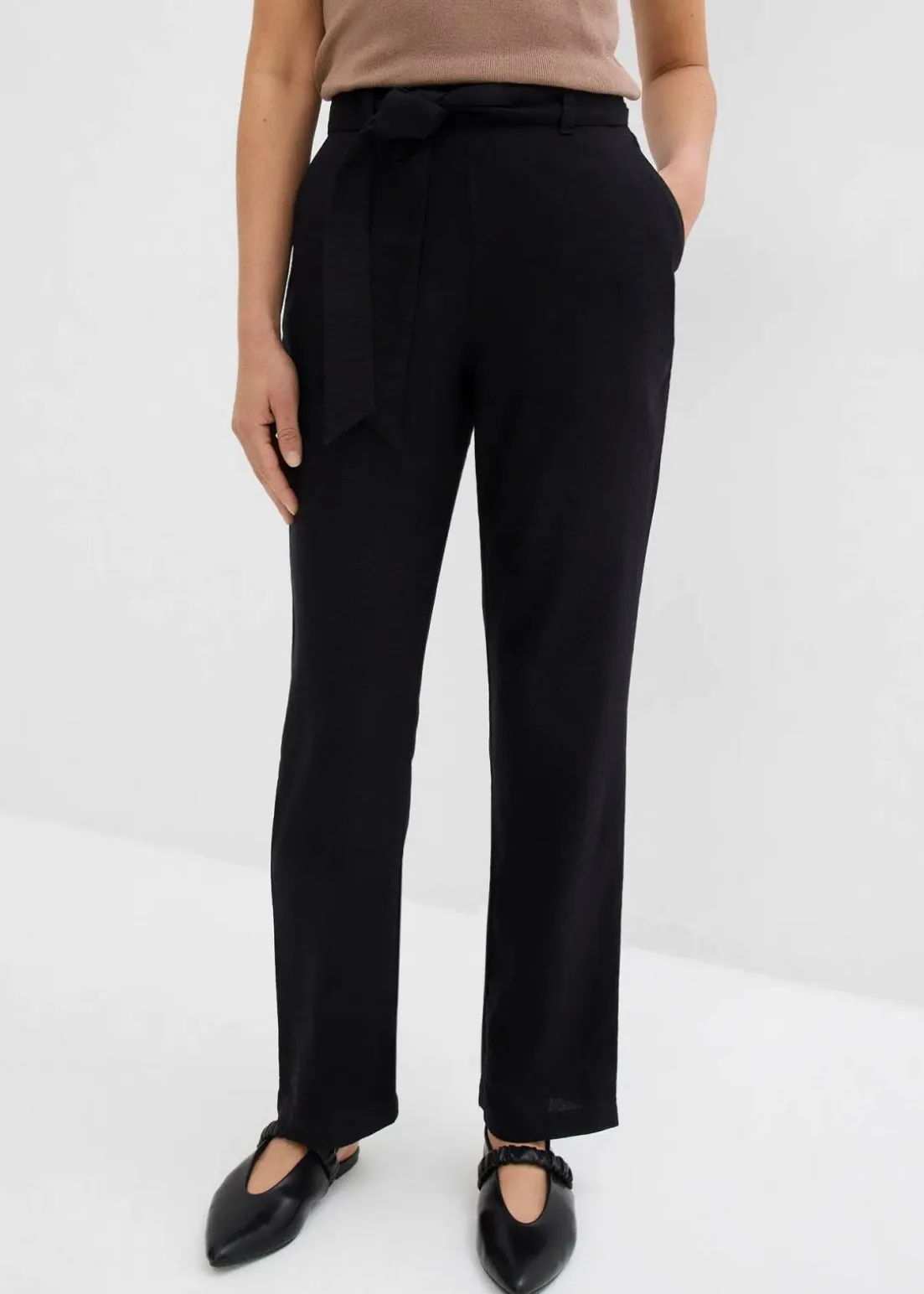 Schlupfhose aus luftigem Leinen-Viskose-Mix