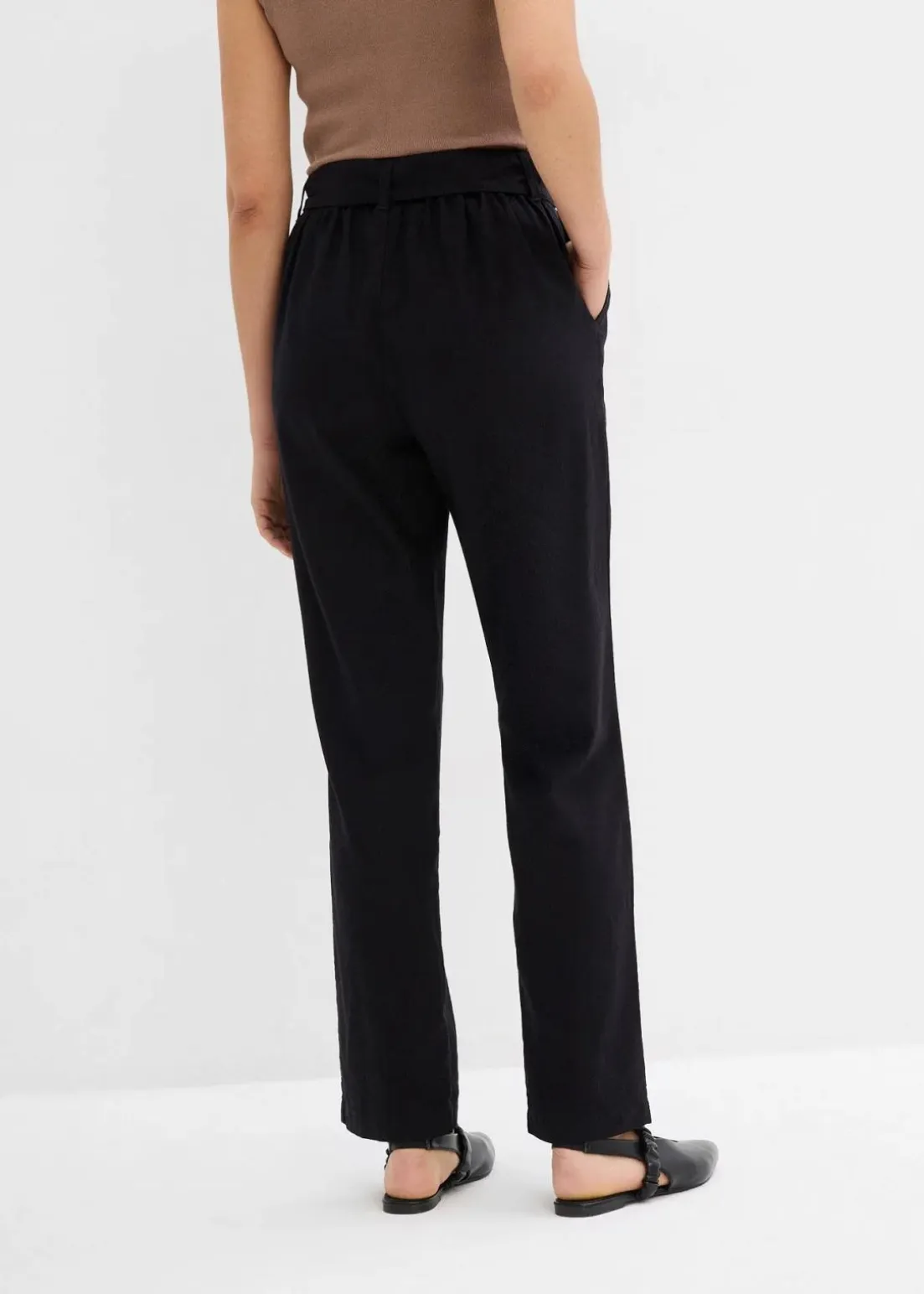 Schlupfhose aus luftigem Leinen-Viskose-Mix