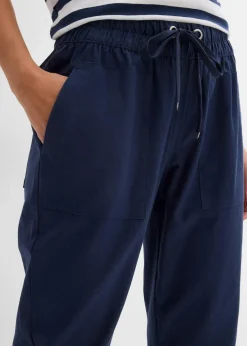 Schlupfhose aus luftigem Leinen-Mix