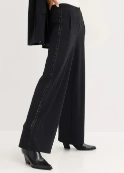 Schlupfhose aus Punto di Roma mit Glitzersteinchen