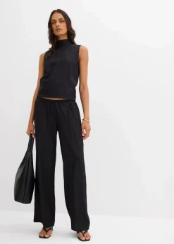 Schlupfhose aus strukturiertem Viskose-Mix