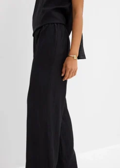 Schlupfhose aus strukturiertem Viskose-Mix