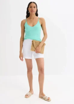 Schlupf-Shorts aus luftigem Leinen-Mix