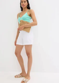 Schlupf-Shorts aus luftigem Leinen-Mix