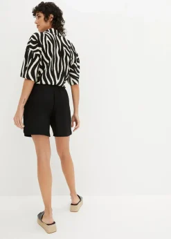 Schlupf-Shorts mit hohem Bund aus Strukturjersey