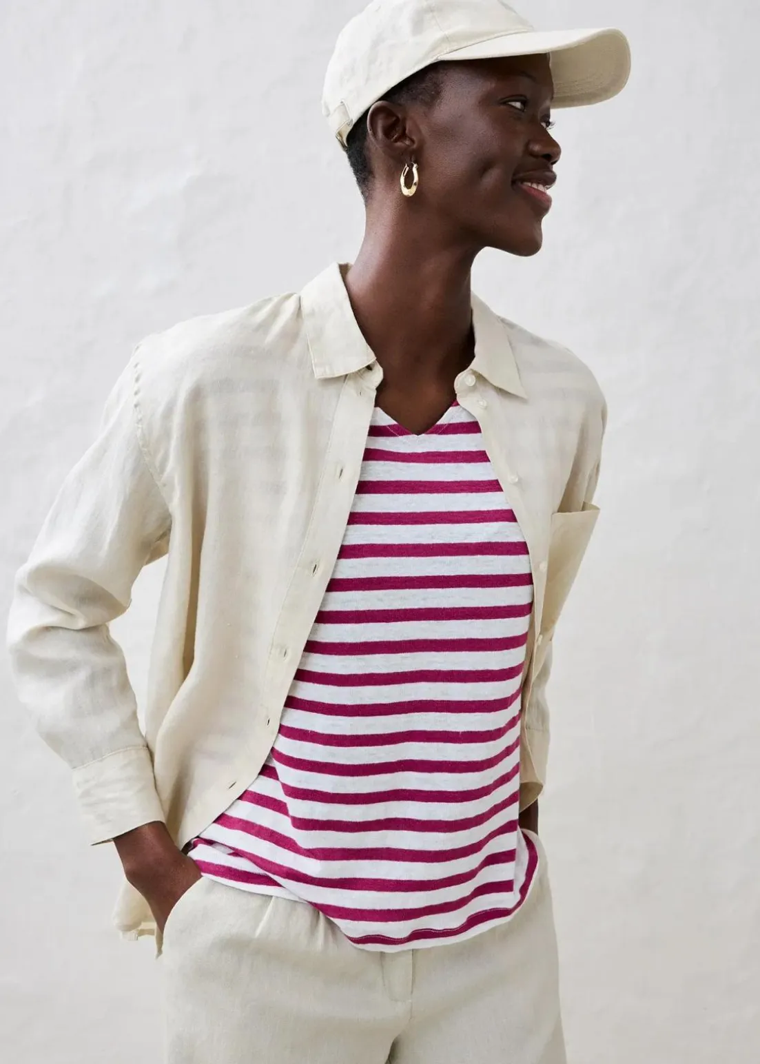 Shirt aus reinem Leinen mit Fledermausärmeln