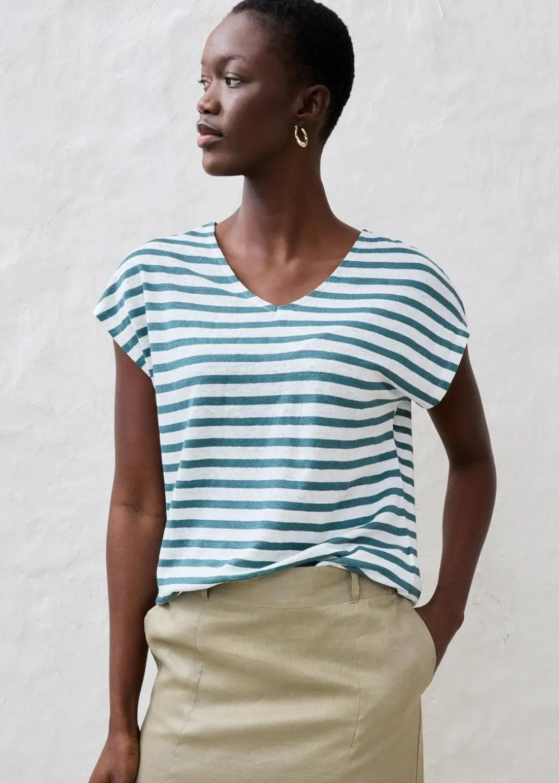 Shirt aus reinem Leinen mit Fledermausärmeln