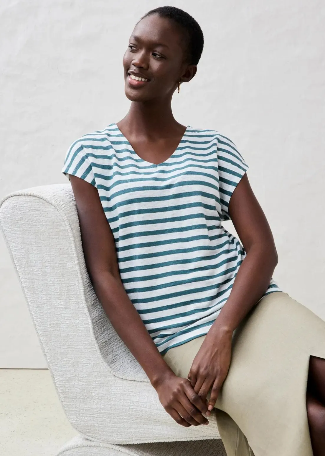 Shirt aus reinem Leinen mit Fledermausärmeln