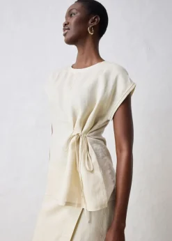 Shirt aus reinem Leinen mit Webbesatz