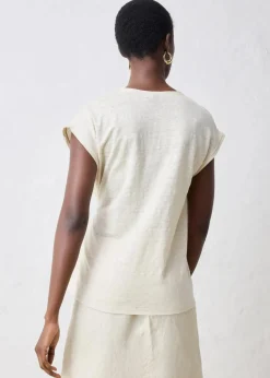 Shirt aus reinem Leinen mit Webbesatz