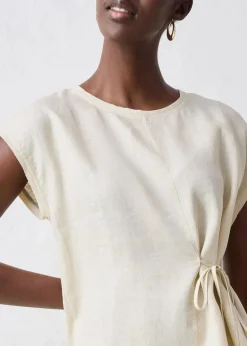 Shirt aus reinem Leinen mit Webbesatz