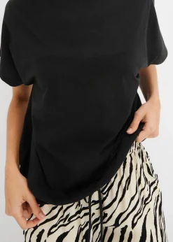 Shirt mit Bindedetail am Saum aus Baumwolle-Viskose-Mix